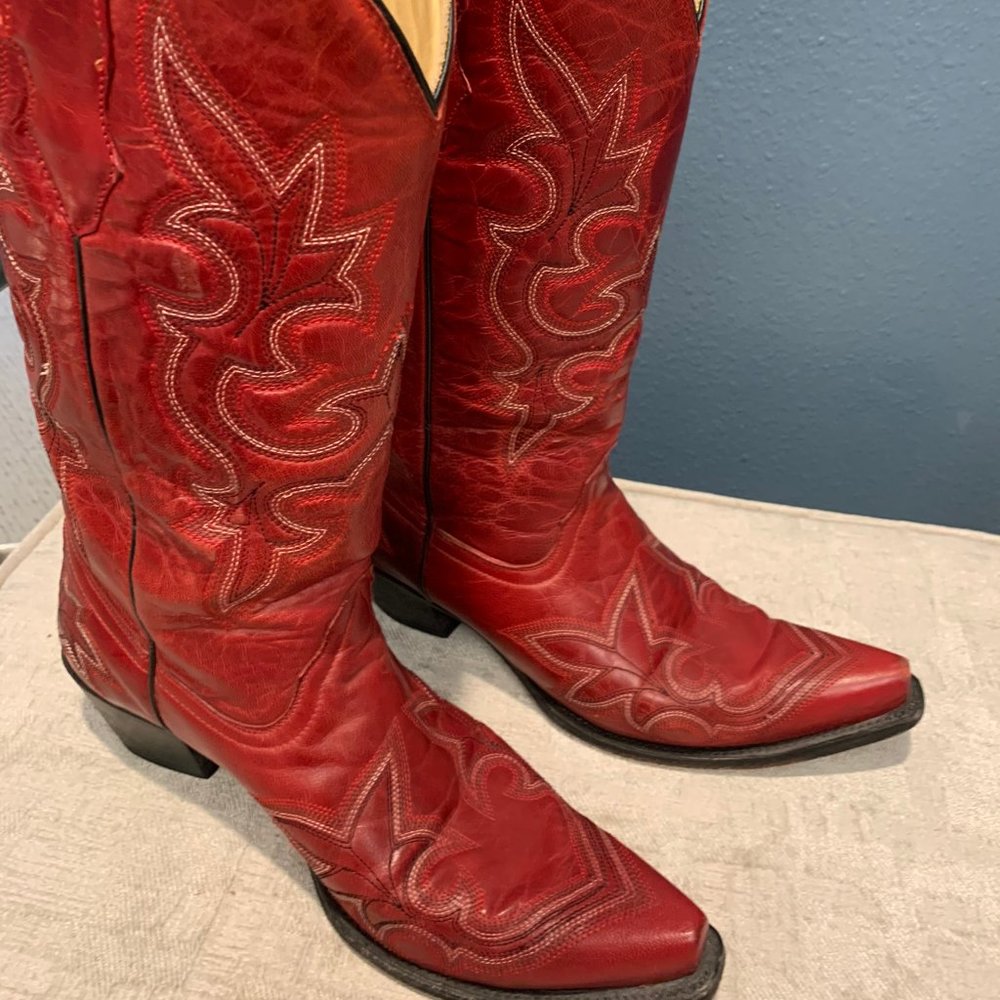 Ladies' Red Leather Cowboy Boots
